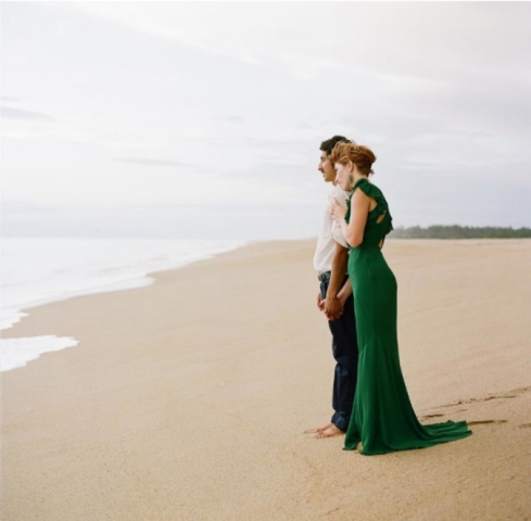 emerald-green-beach-wedding-dress