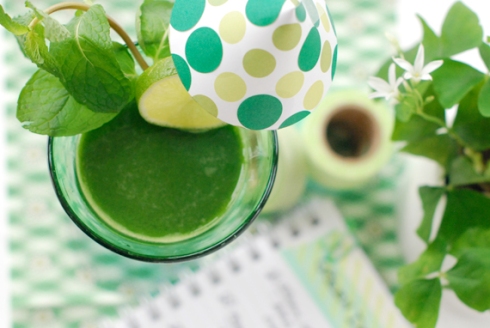 top-view-mint-green-drink